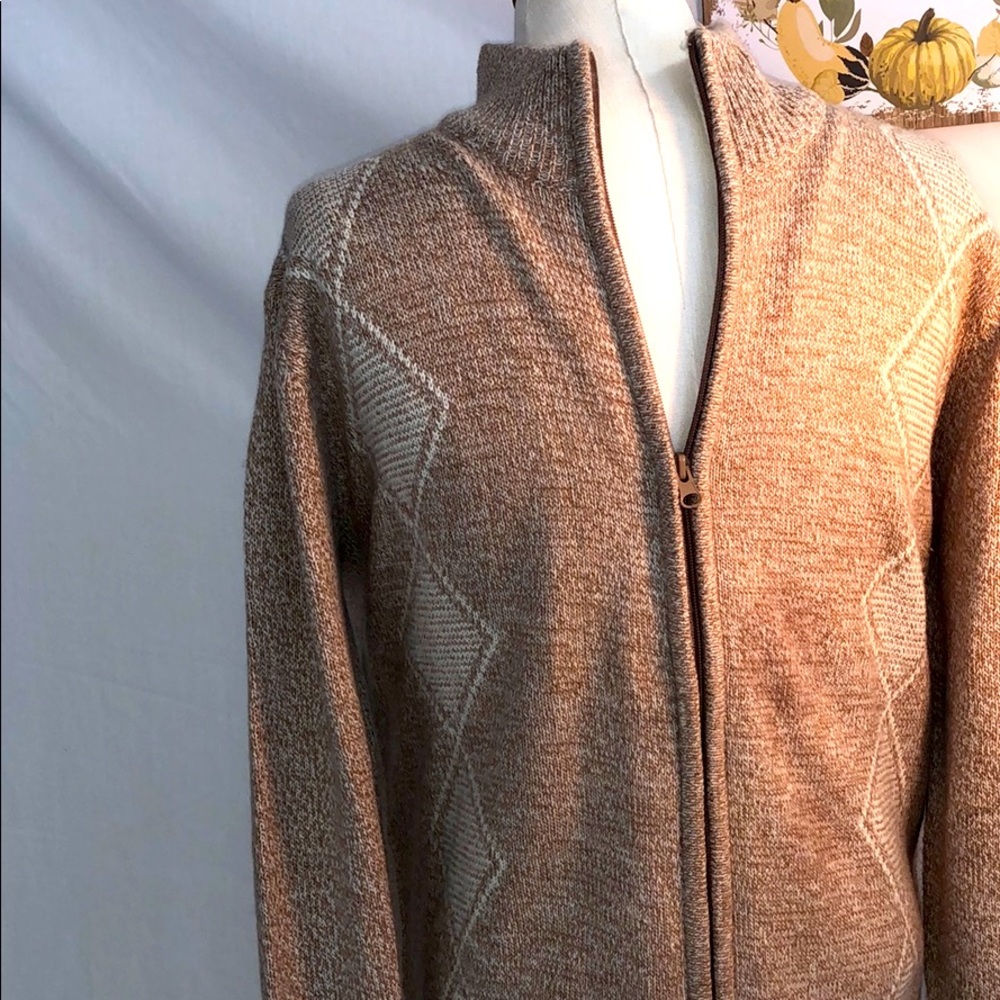 Men’s Haband Zip Up Diamond Cardigan Sweater